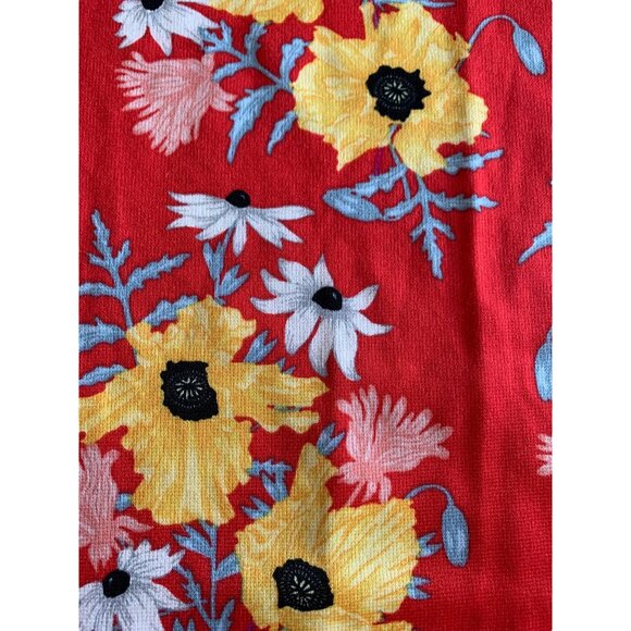 ๐ 2/$20 ๐ Red Body Con Dress with Yellow Flowers Off Shoulder sz 12 - Picture 4 of 6